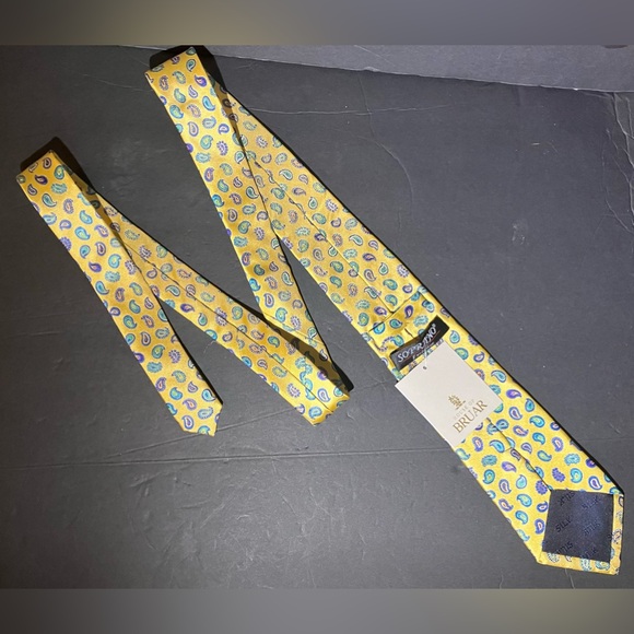 House of Bruar Soprano Exclusive Men’s Neck Tie Silk Tie Mustard Paisley *New* - Picture 3 of 5
